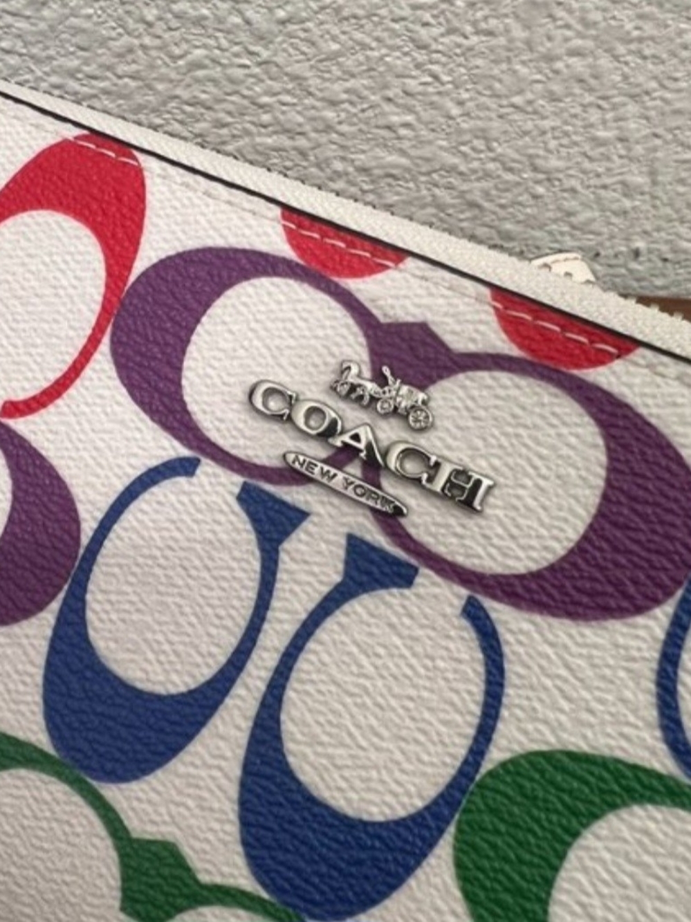 NWT Coach Long Zip Around Wallet in Rainbow Signature Canvas (Style No. C4537) - Picture 7 of 11